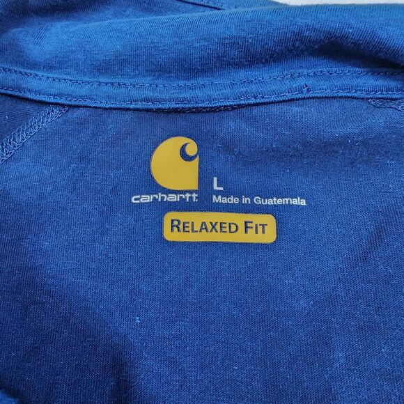 Carhartt Force Quarter Zip Blue Relaxed Fit Long Sleeve Pocket Size L - Picture 6 of 13